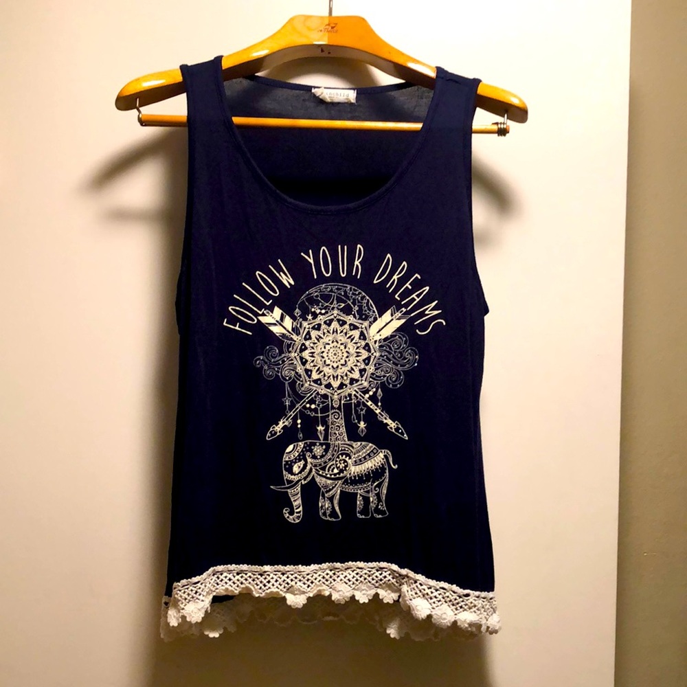 MoonChild Dark Blue Elephant Top.